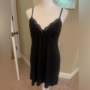 NWT Nordstrom Sweet Simple Black Babydoll Lace Trill Razor Back Sleeper Chemises